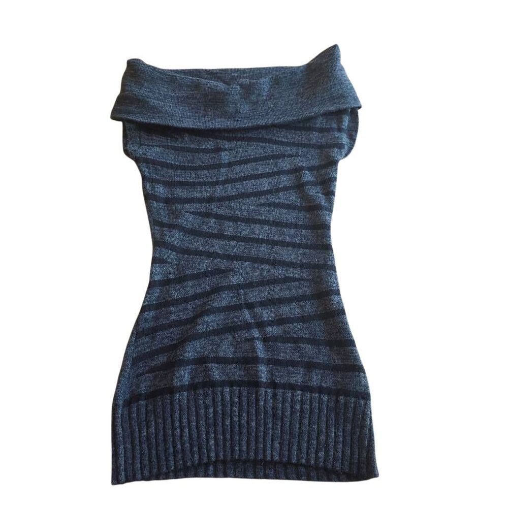 Guess womens Sz S gray black wool blend striped tunic sweater top
